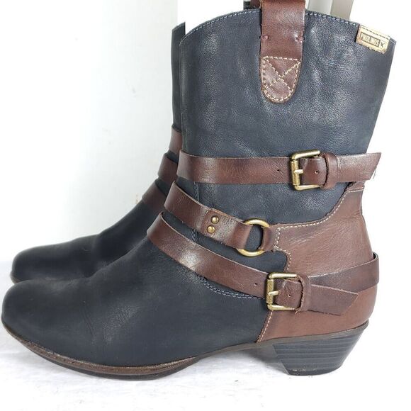 PIKOLINOS Women's Brujas EU38 US7-7,5 Black Leather Buckle Strappy Ankle Boots - Picture 2 of 13